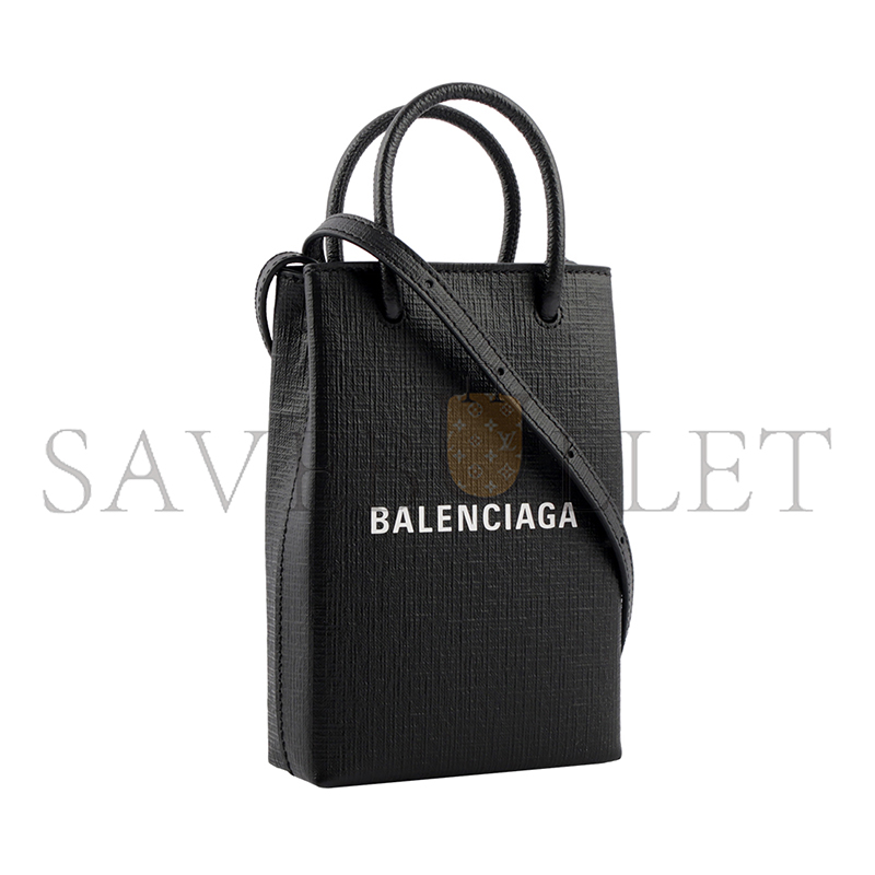 BALENCIAGA SHOPPING PHONE HOLDER BAG BLACK 593820 (18*11*5cm)
